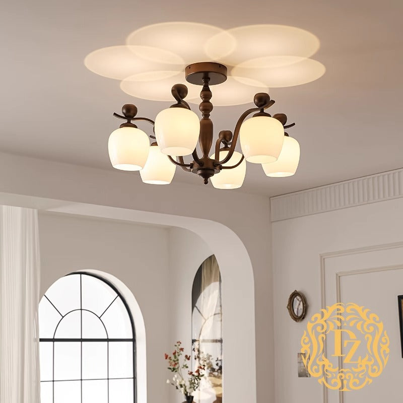 Contemporary Retro Iron Glass Branch Bent Rod Round Cup Shaped 6/8/10-Light Chandelier For Living Roomslider_item_1