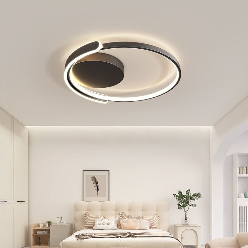 Modern Minimalist Iron & Silicone Square Round LED Flush Mount Ceiling Light For Bedroom