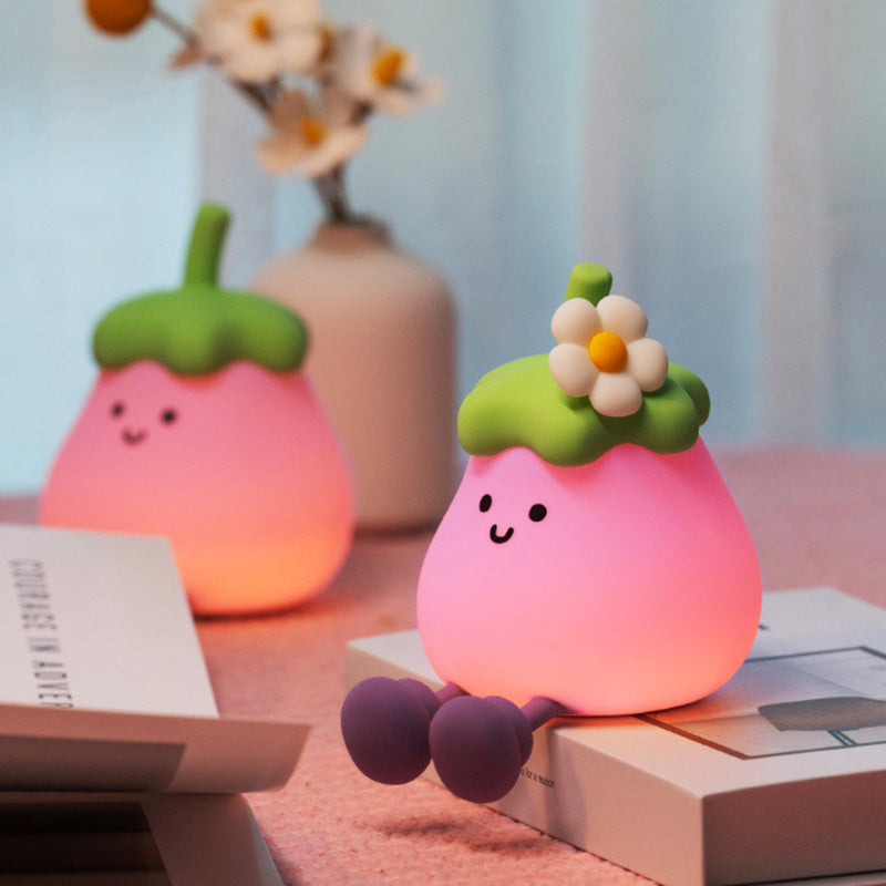 Contemporary Trendy Silicone Eggplant-Shaped LED Table Lamp For Bedroom