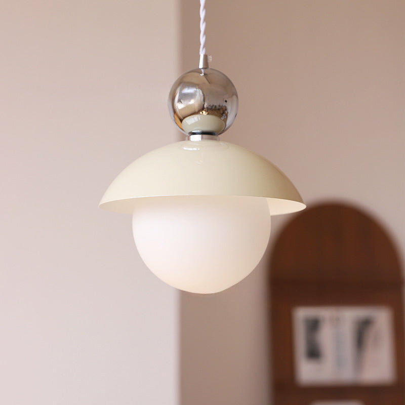 Modern Art Deco Iron Glass Round Ball 1-Light Pendant Light For Bedroom